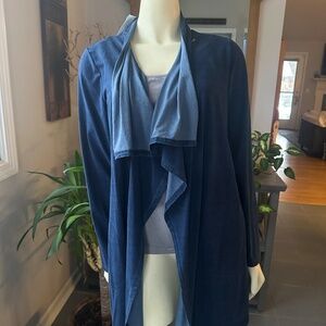 J. Jill Pure Jill Indigo ~ Ocean Wash Wrap Cardigan Open Front Size M~ NWT